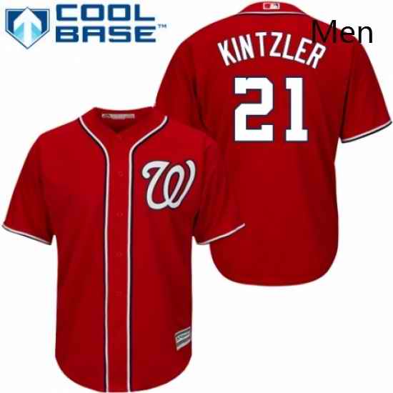 Mens Majestic Washington Nationals 21 Brandon Kintzler Replica Red Alternate 1 Cool Base MLB Jersey